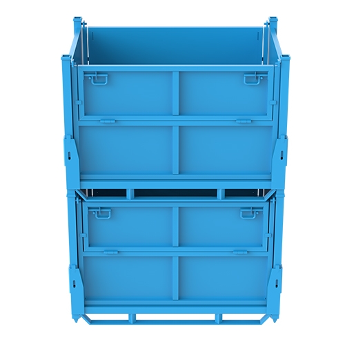 折叠铁板箱（半开门）-堆垛