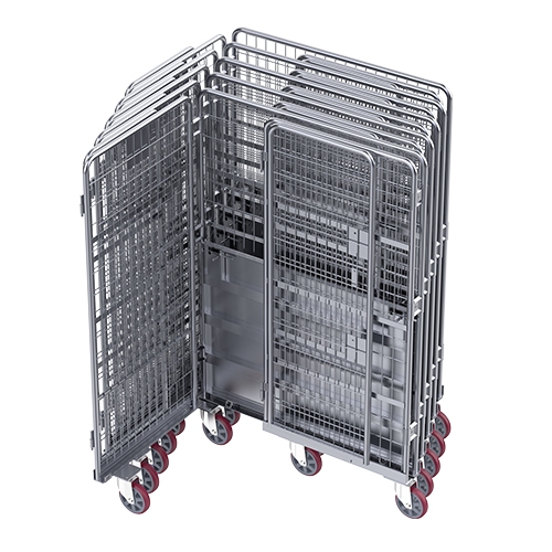 L型网格物流台车（带门）套叠